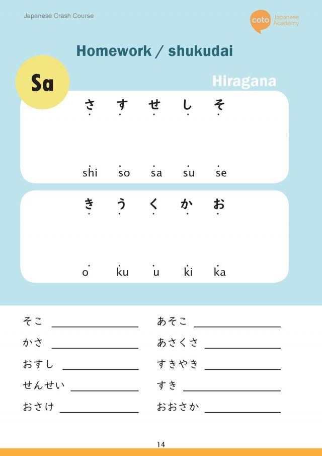 japanese hiragana - sa