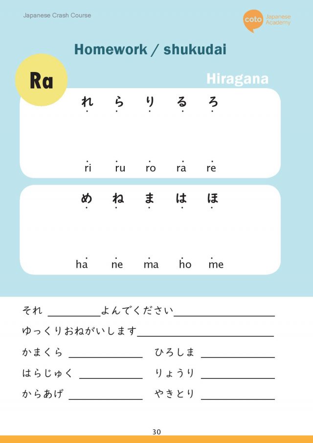 Japanese hiragana - ra