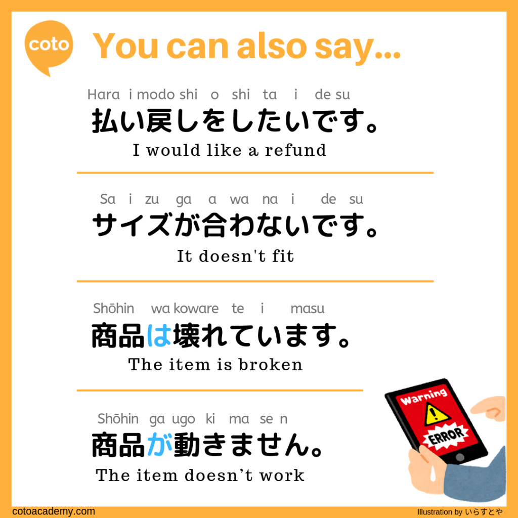 How to Exchange/Return in Japanese, image, photo, picture, illustration