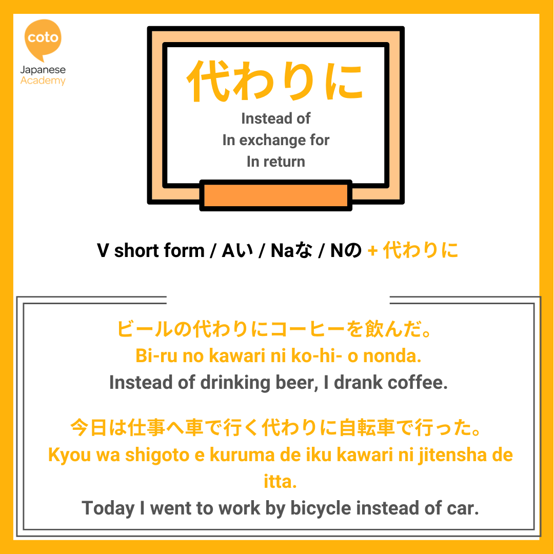 jlpt n3 grammar point 代わりに