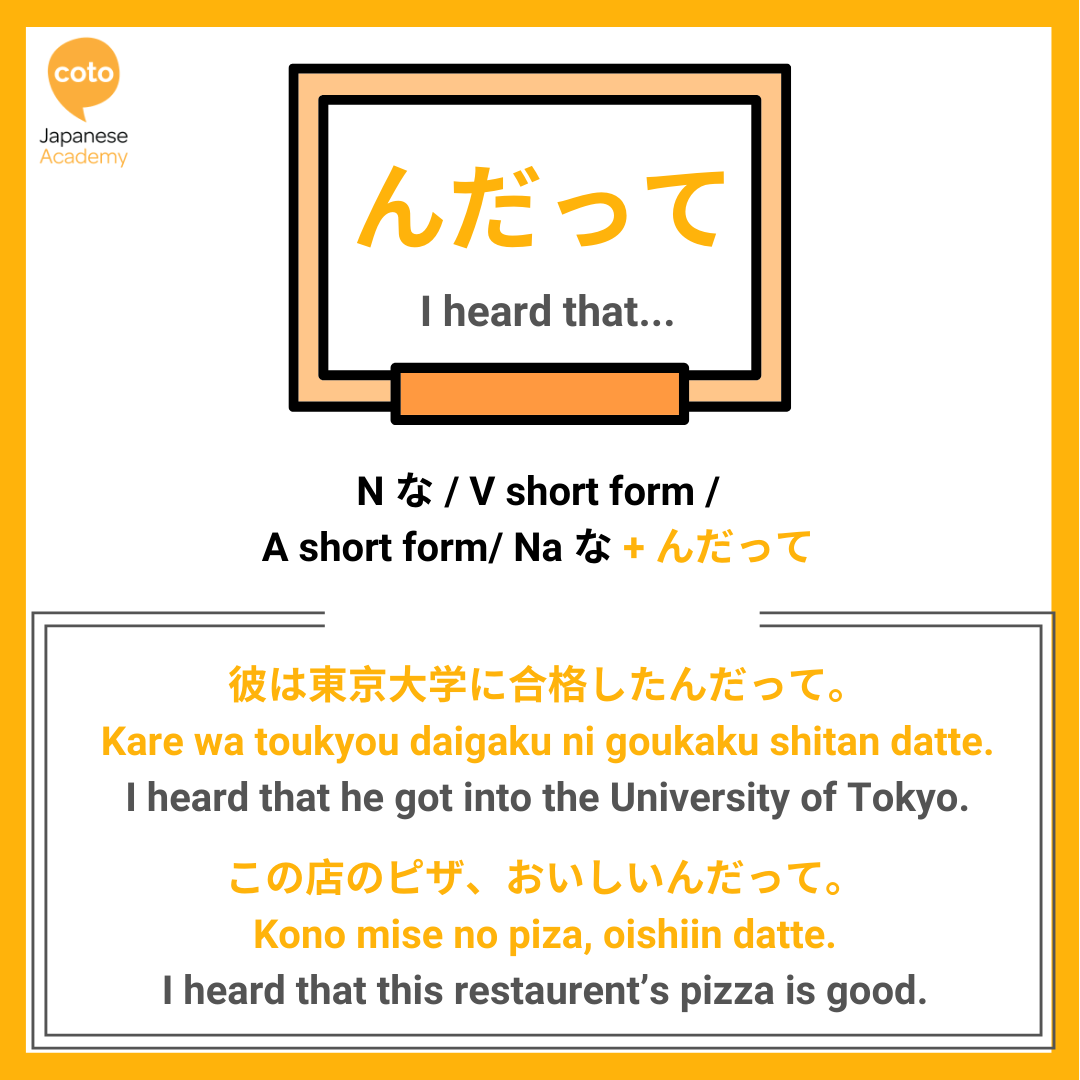 jlpt n3 grammar point んだって