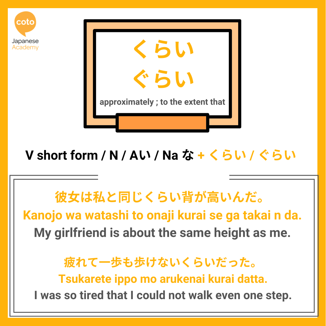 jlpt n3 grammar point くらい　ぐらい