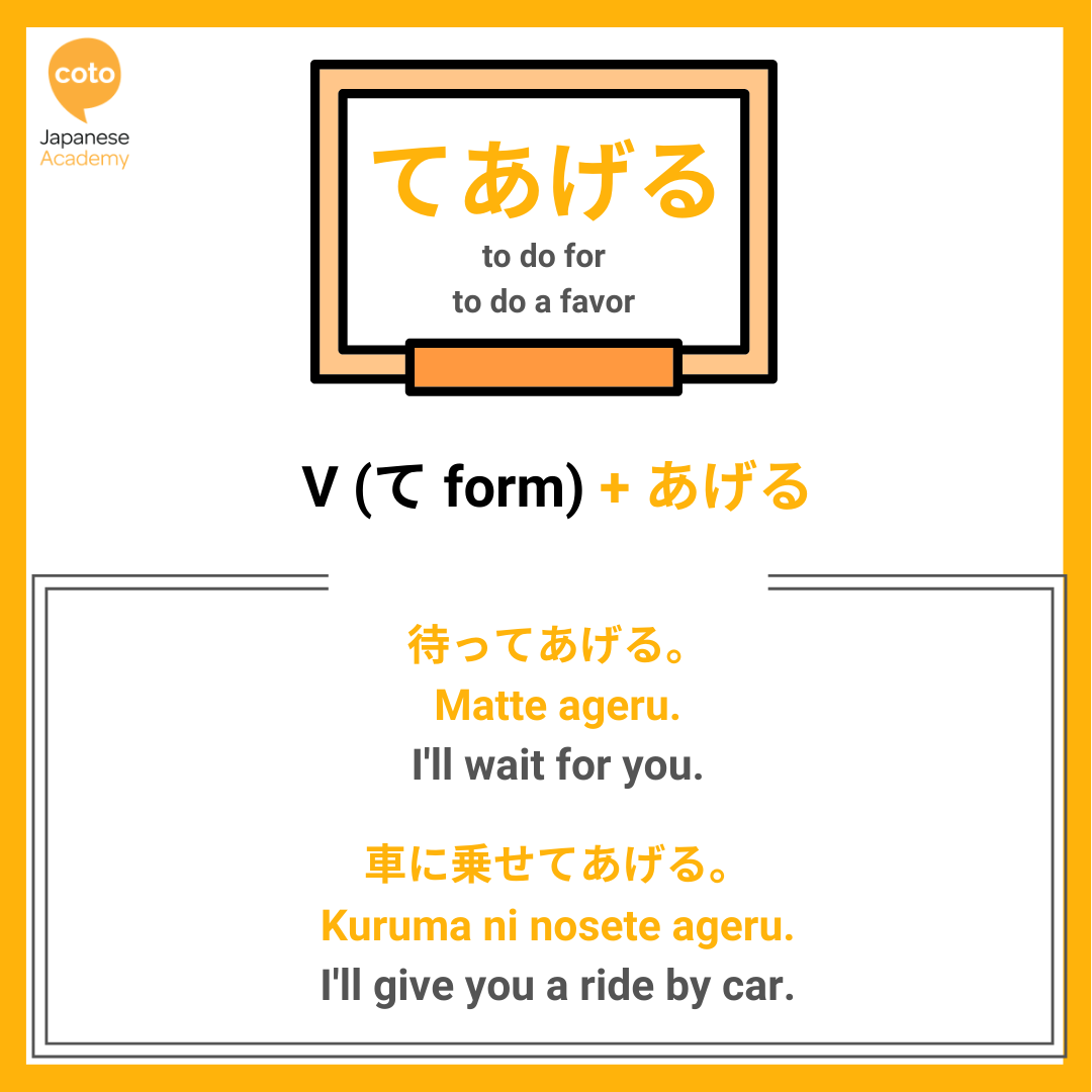 jlpt n4 test grammar point　てあげる