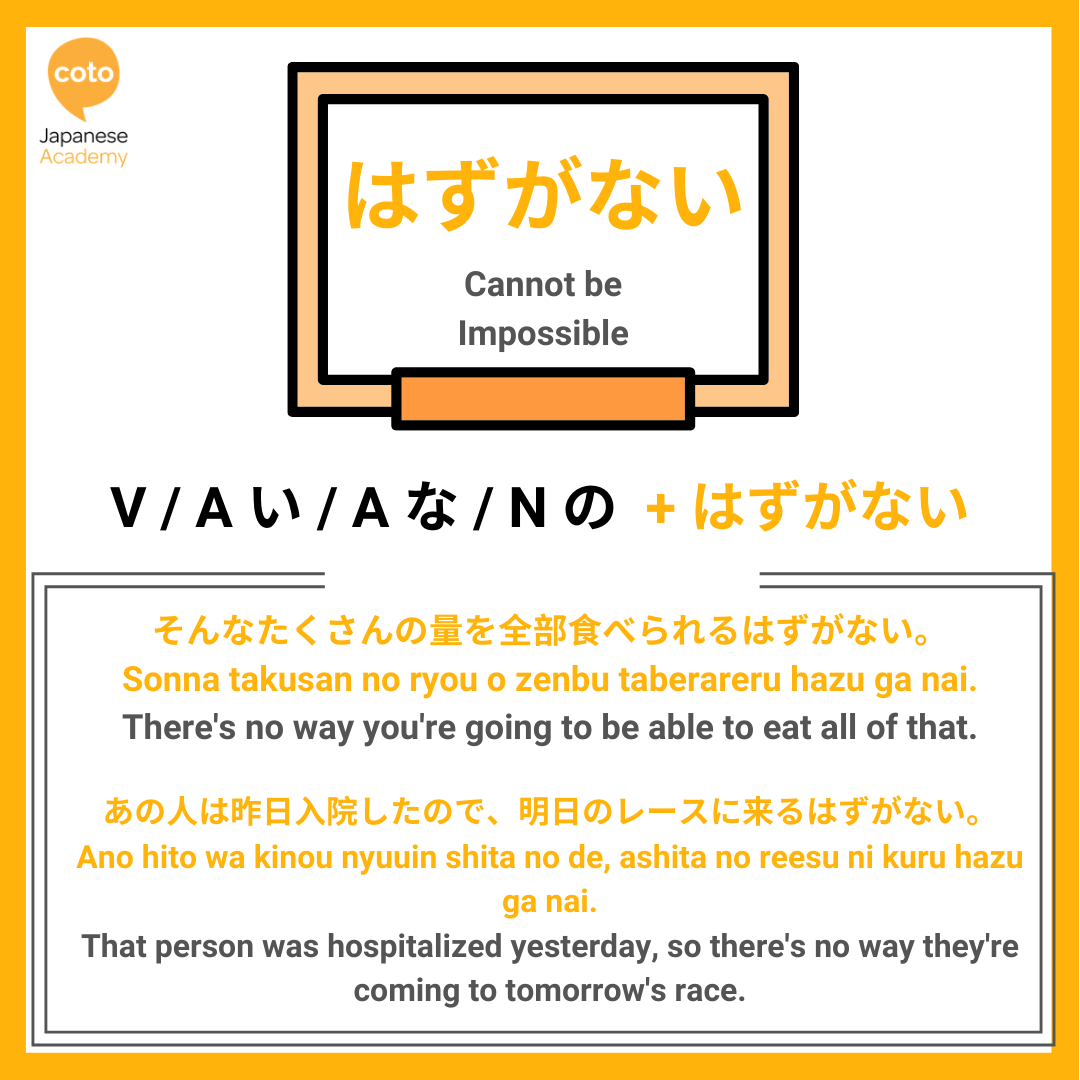 jlpt n4 test grammar point　はずがない