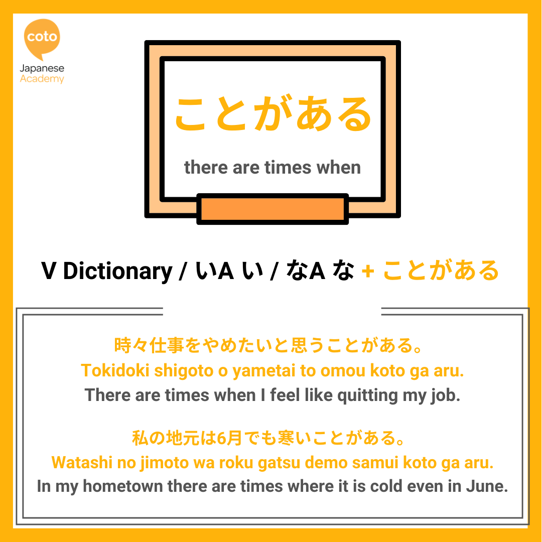 jlpt n4 test grammar point　ことがある