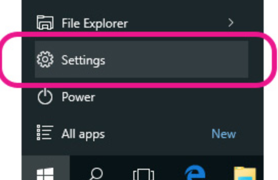 Windows settings