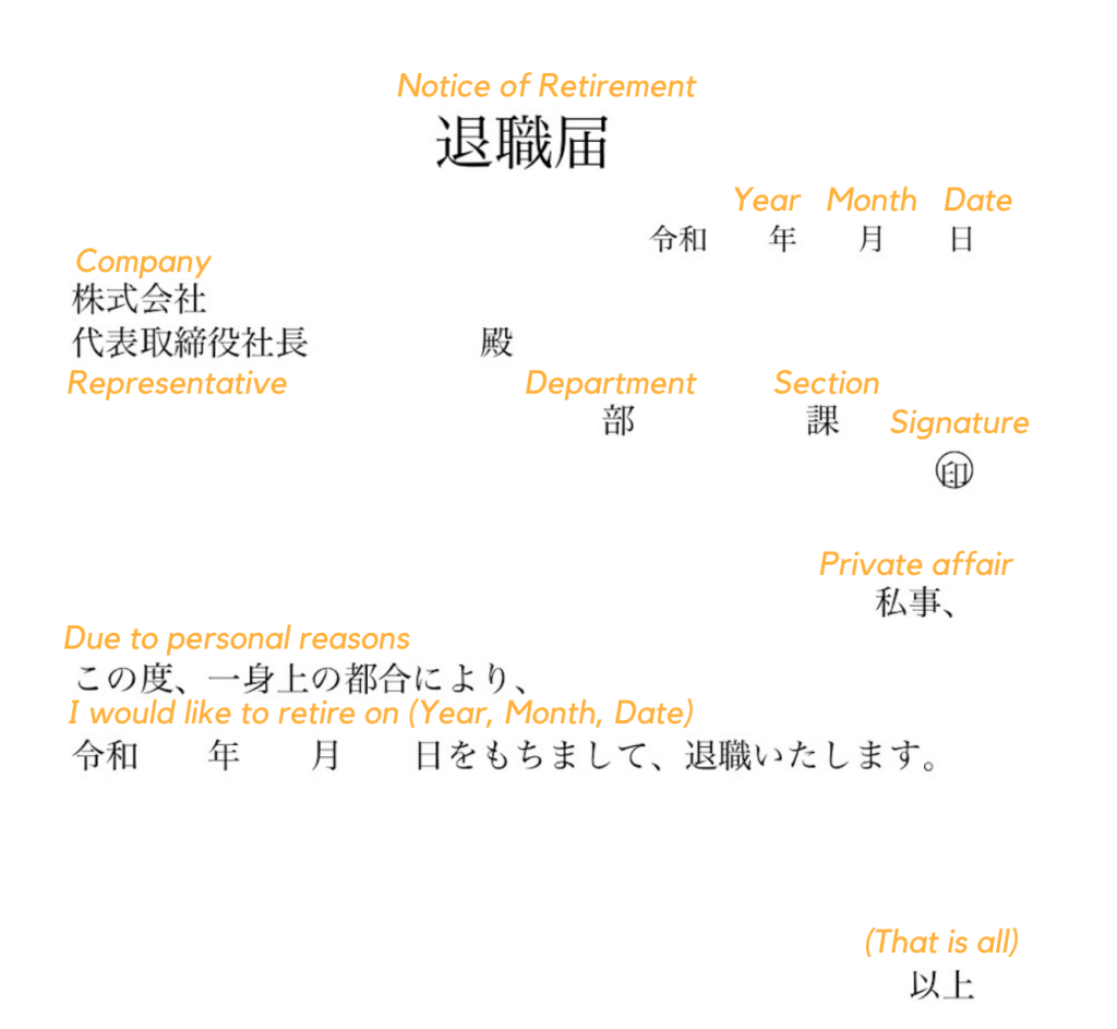 japanese letter of resignation